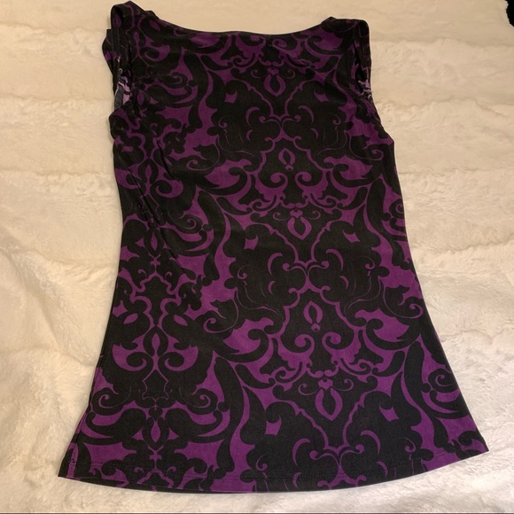 Black & Purple Cowl Neck Tank Top - Picture 8 of 9